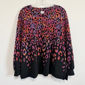 Chico's Zenergy Long Sleeve Crewneck Animal Print Sweatshirt  Size 3 (16/18).